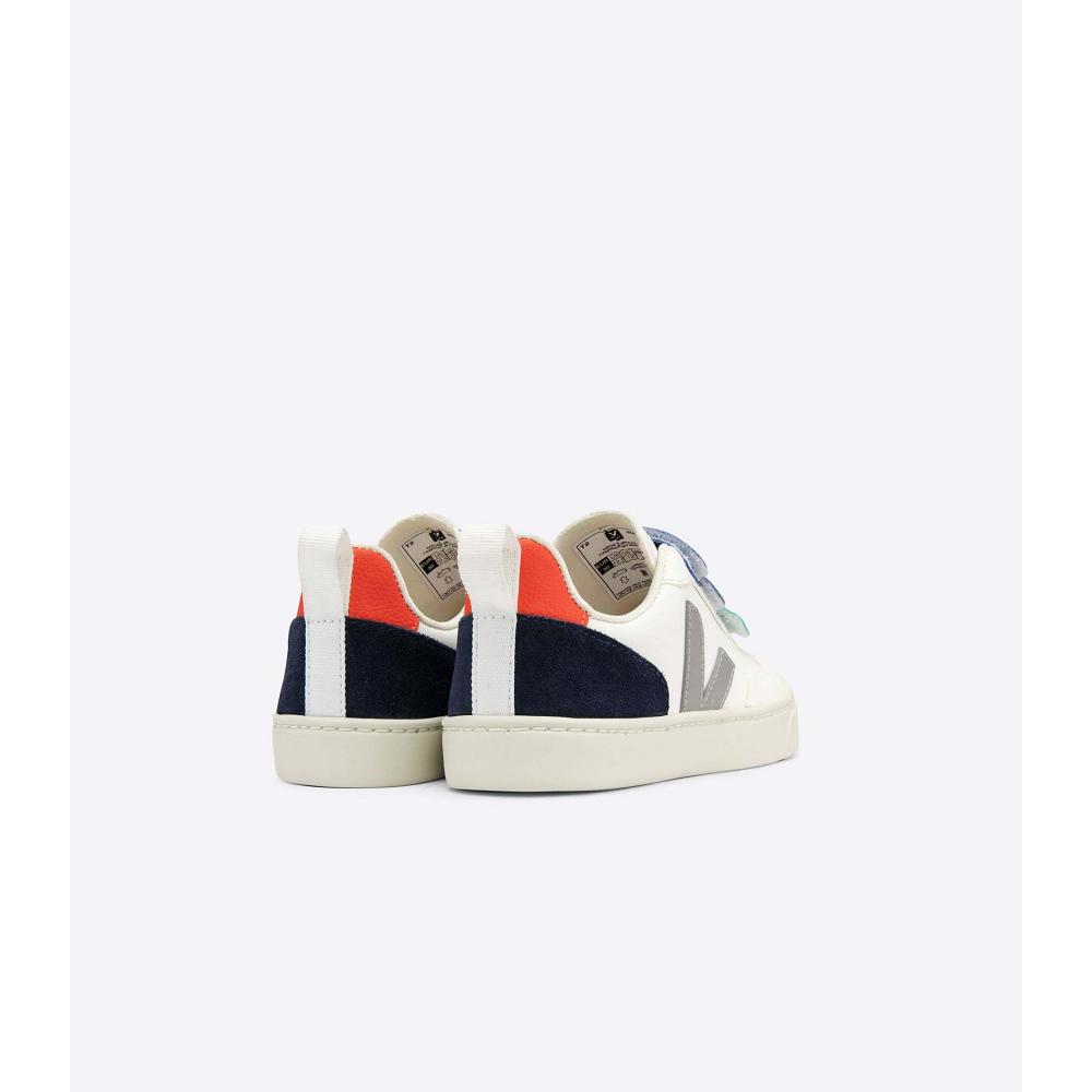 Veja V-10 CHROMEFREE Sko Barn White/Blue | NO 742NWY